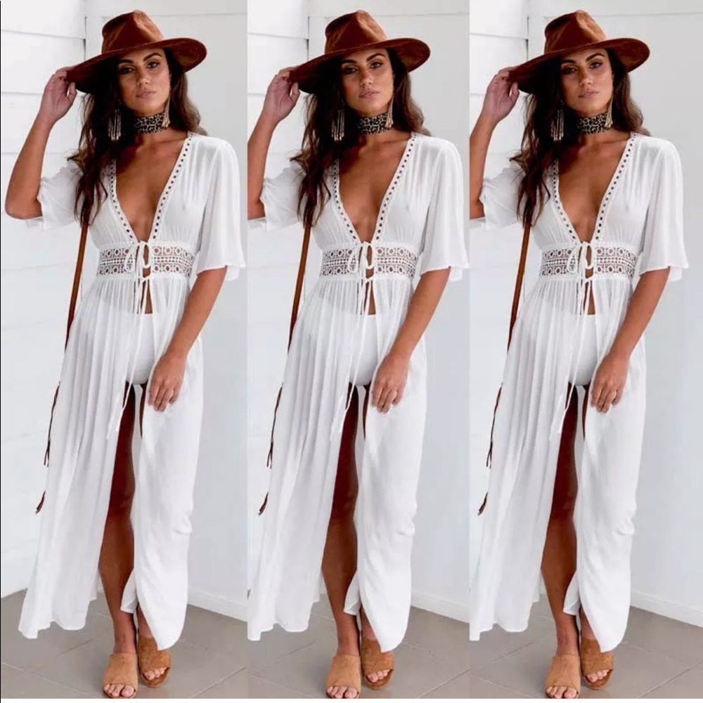 🆕 ↙️ WHITE BOHO BIKINI COVER➖UP 🔹